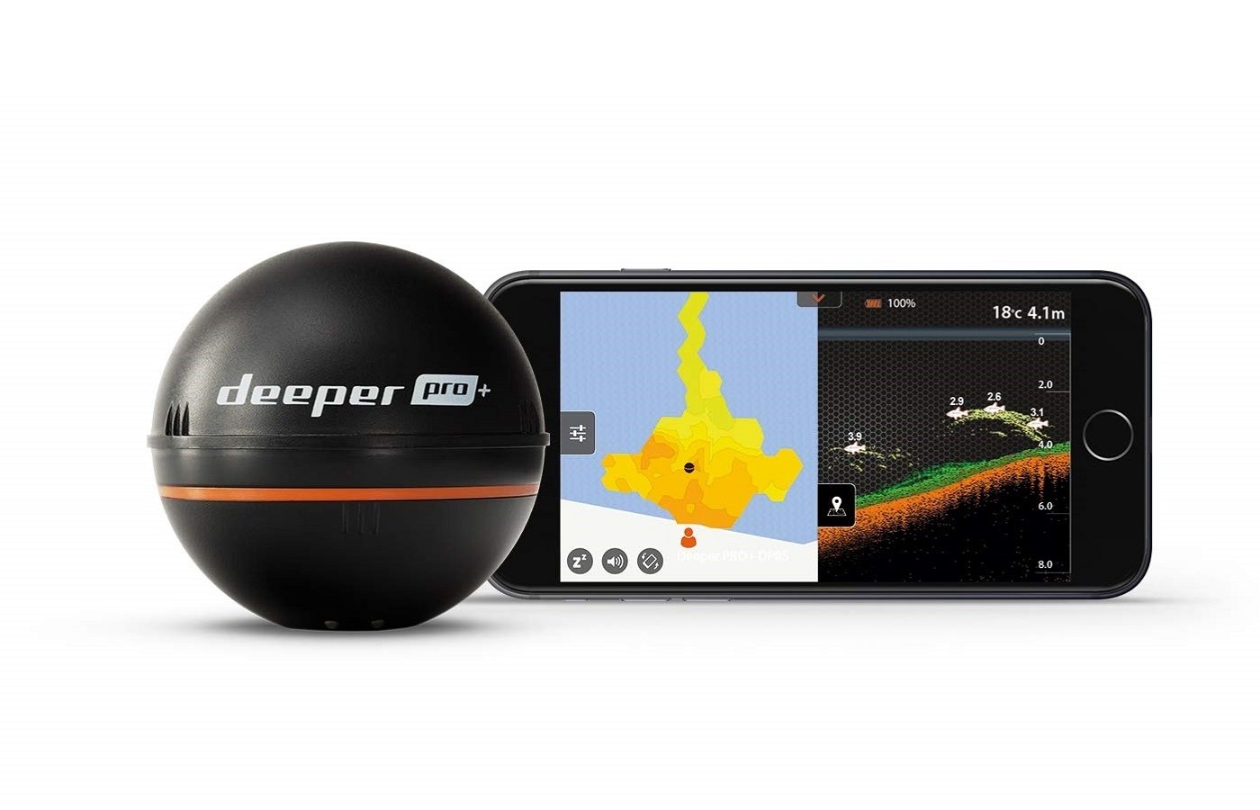 The Deeper Smart Sonar PRO+ connects to your handheld device easily and offers Wi-Fi for the best connection.