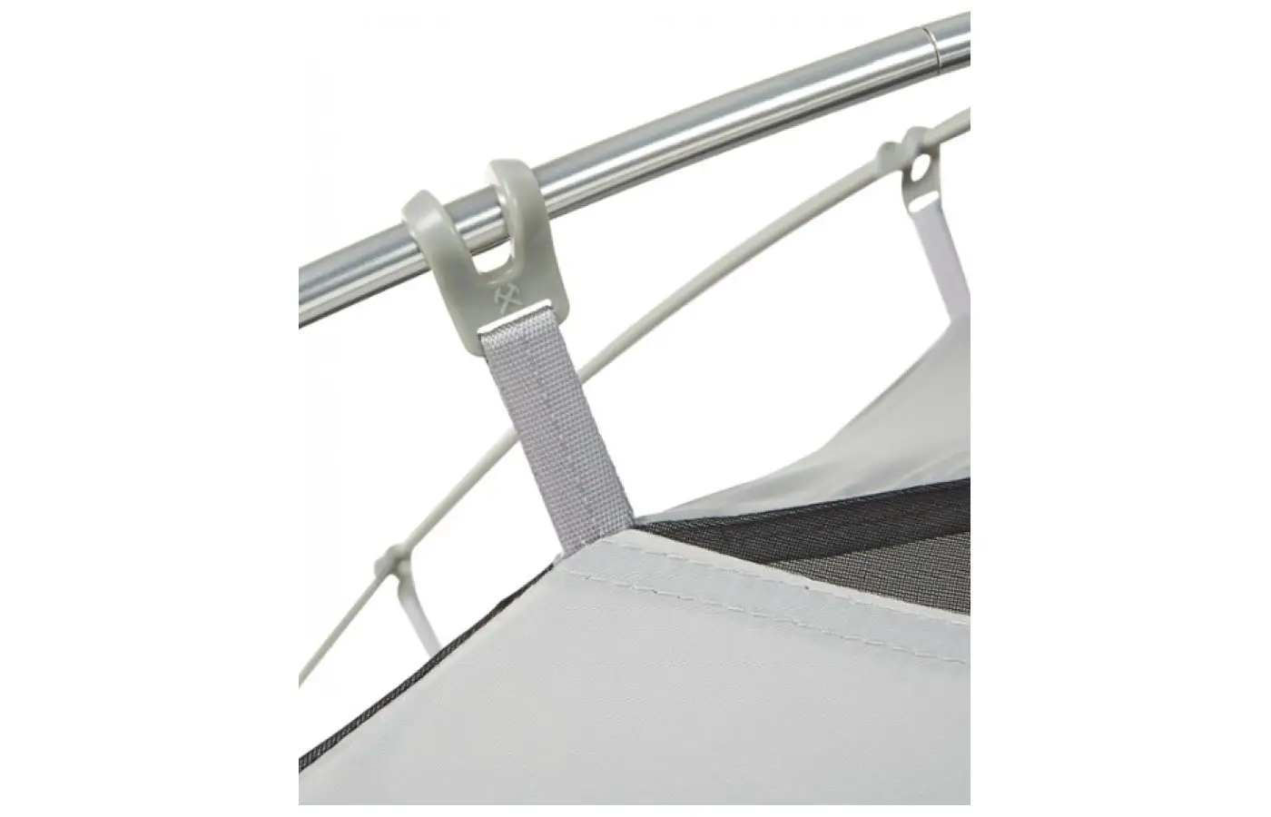 Clips are used to attach the tent to the poles. 