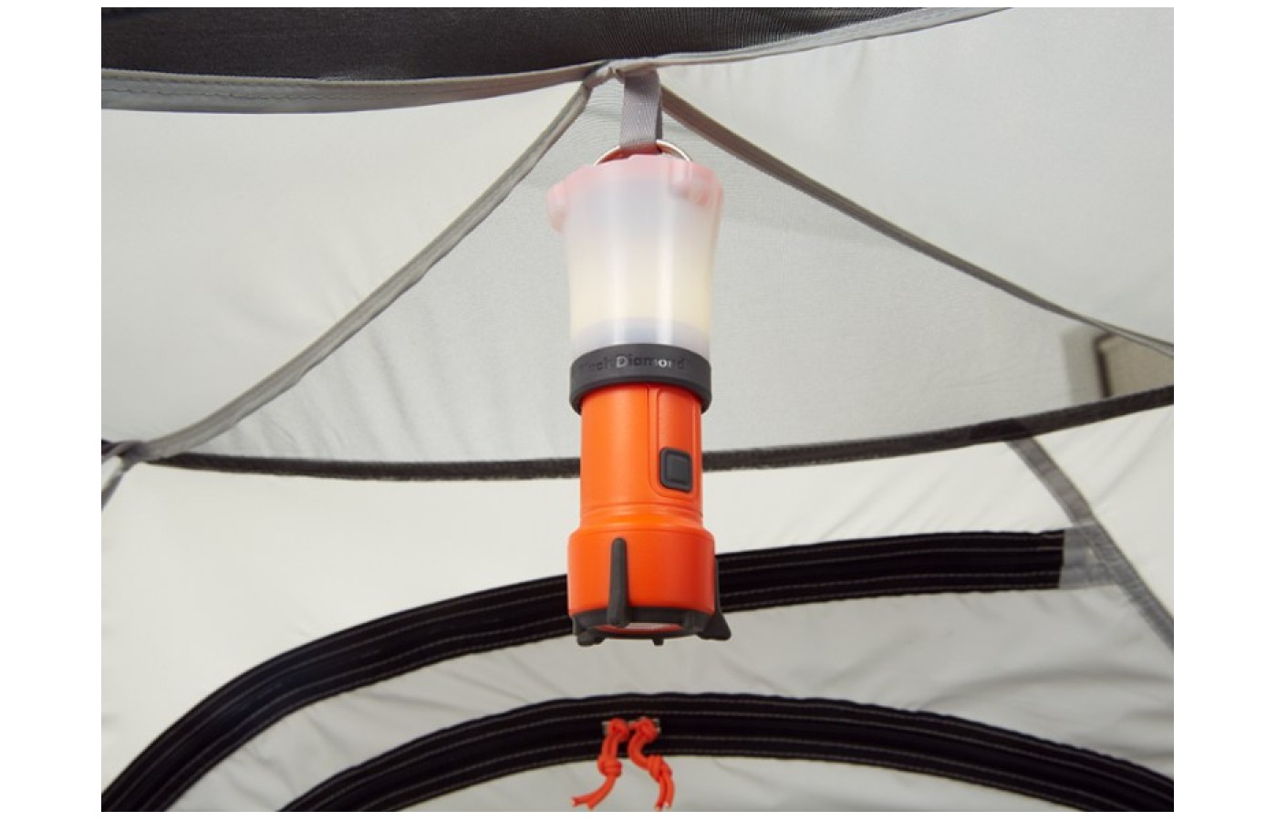 There are hooks in the ceiling that can be used for hanging a small LED lantern. 