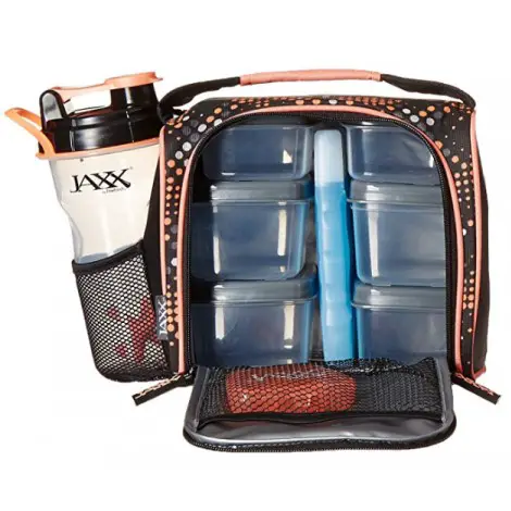 JAXX FitPak Deluxe Meal Prep Bag, Snack Container & Shaker Bottle