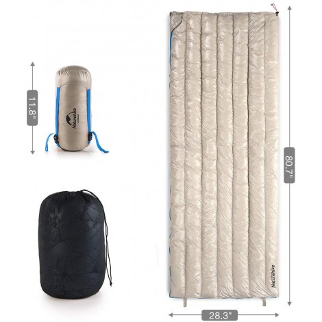 naturehike ultralight 800 fill down sleeping bag measurements