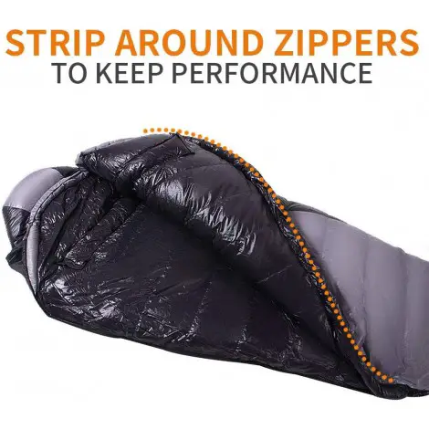 hewolf lightweight compact down sleeping bag zippers
