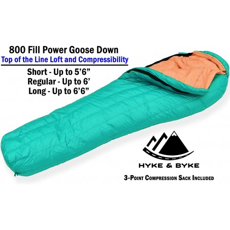 hyke & byke eolus down sleeping bags fill power