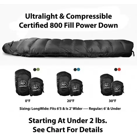 outdoor vitals summit down sleeping bags ultralight