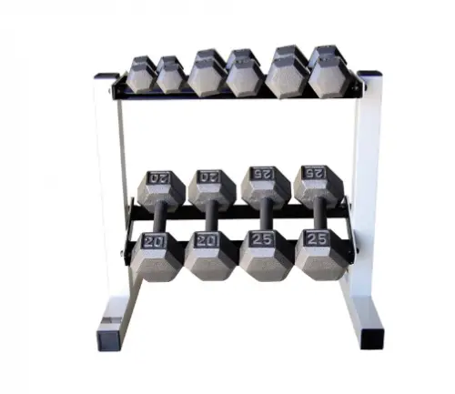 Cap Barbell Solid Hex Dumbbell Set with Rack