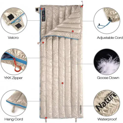 naturehike ultralight 800 fill down sleeping bag features