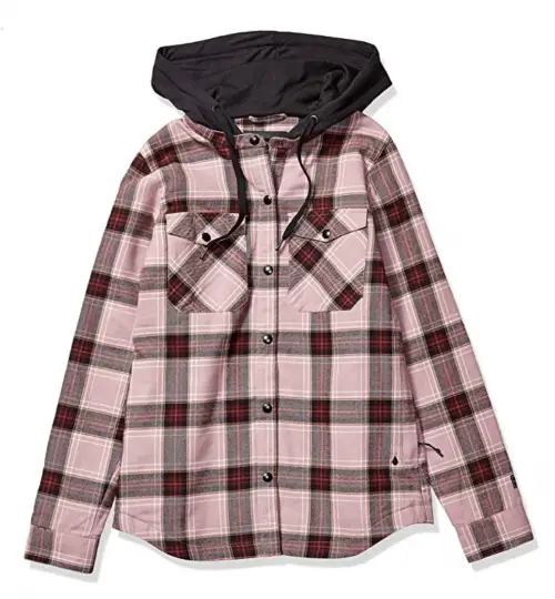 Volcom Women's Hooded Yarn Dye Flannel Snow Jacket 