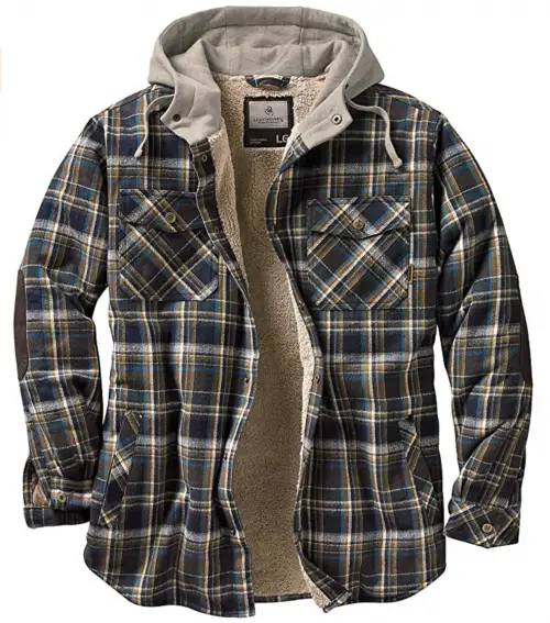 Legendary Whitetails Men’s Camp Night Berber Lined Hooded Flannel Shirt Jacket 