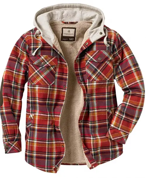 Legendary Whitetails Men’s Camp Night Berber Lined Hooded Flannel Shirt Jacket  2