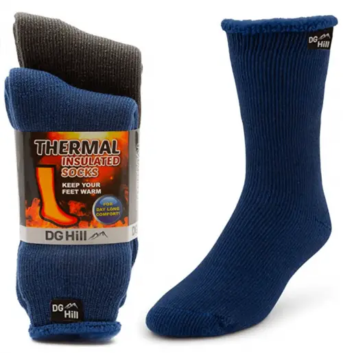DG Hill 2 Pairs of Mens Thick Heat Trapping Thermal Socks