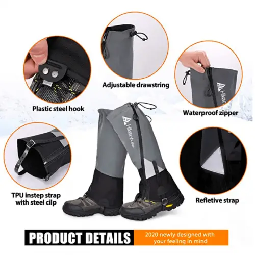 Hikenture Leg Gaiters with Waterproof Zipper