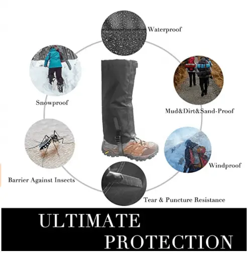 Frelaxy Leg Gaiters 900D Ultra Strong Waterproof Hiking Gaiters Snow Boot Gaiters